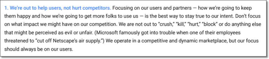 Google's Non Competitive Language