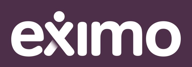 Eximo logo white on purple 768x270