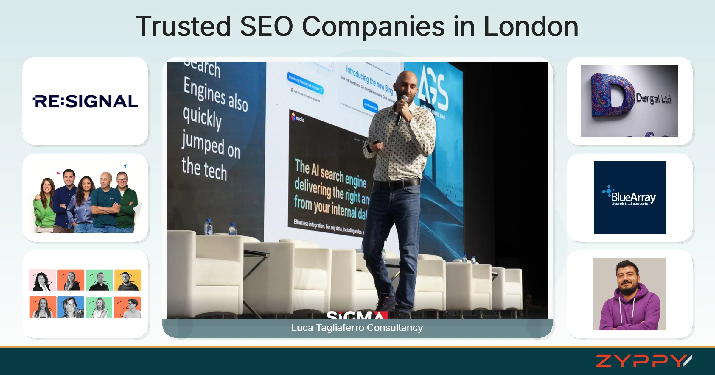 Trusted SEO Companies in London: Luca Tagliaferro Consultancy, Blue Array, and others