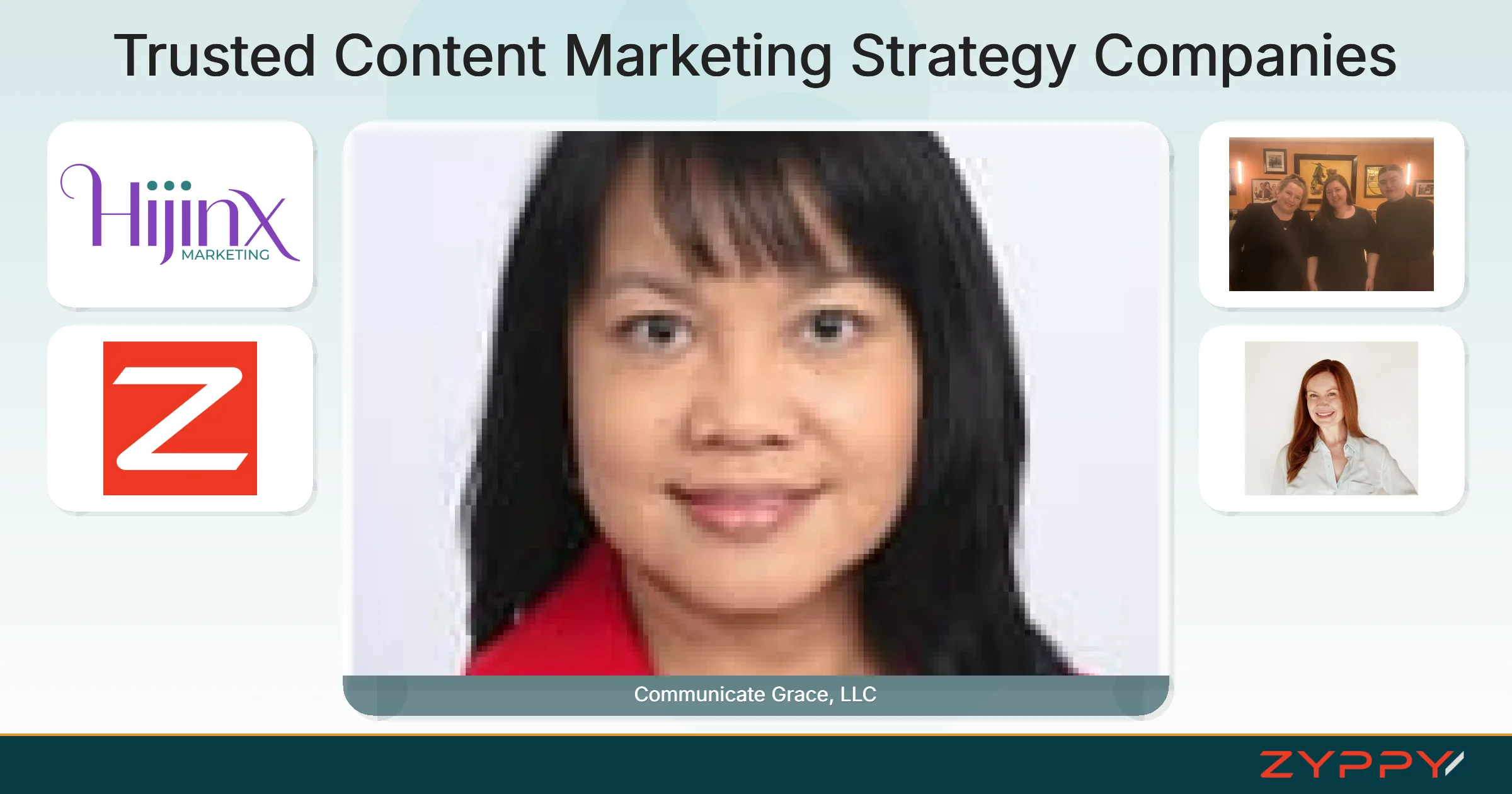Trusted Content Marketing Strategy Companies: Communicate Grace, LLC, Hijinx Marketing, and others