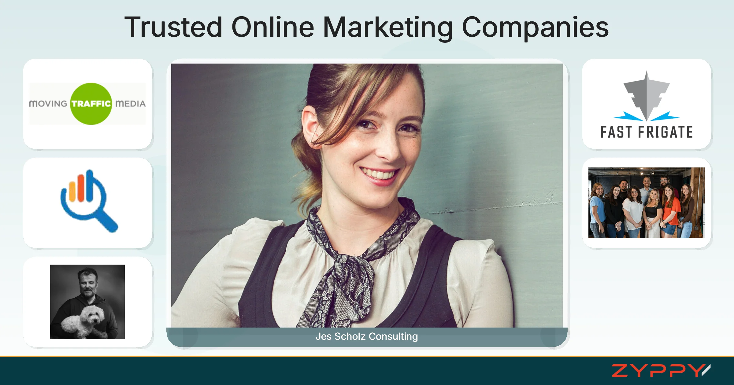 Trusted Online Marketing Companies: Jes Scholz Consulting, Consultant SEO Senior, SEBEPE, and others